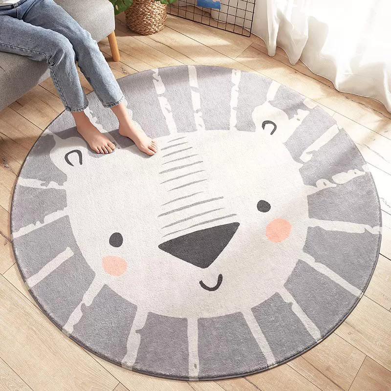 Thảm Tròn Trang Trí Lông Cừu Mềm Thế Giới Động Vật – Mèo Xám