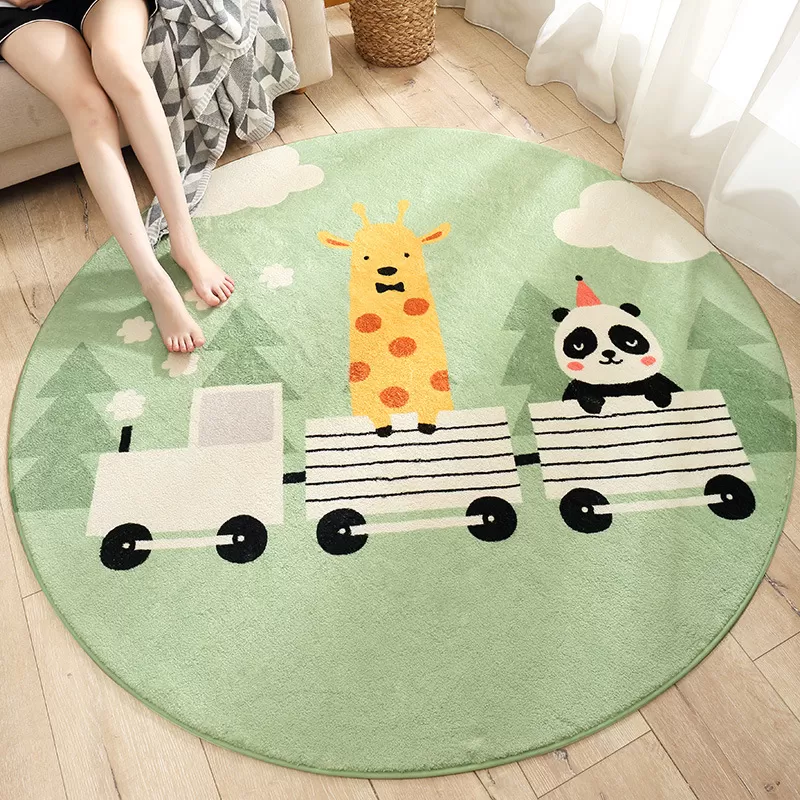 Thảm Tròn Trang Trí Lông Cừu Mềm Thế Giới Động Vật – Hươu Gấu