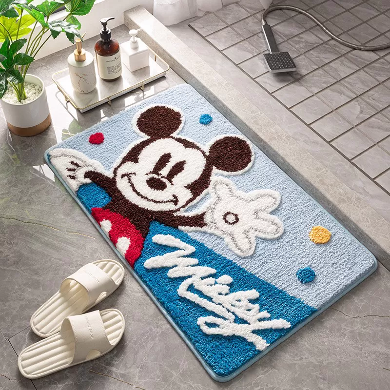 Thảm Lau Chân Siêu Thấm Sợi Nổi Mickey Flocking Chống Trượt