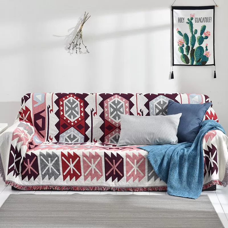 Chăn phủ sofa, Thảm trang Trí thổ cẩm cao cấp màu Âu Mỹ
