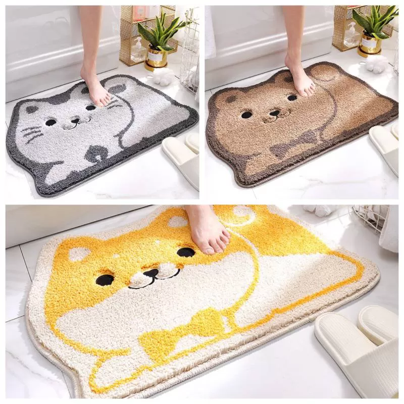Thảm Cotton Len Sợi Thấm Hút Chó Lười Papa Đeo Nơ