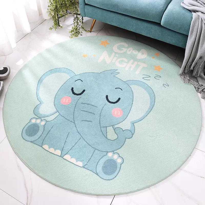 Thảm Tròn Trang Trí Lông Cừu Mềm Thế Giới Động Vật – Voi