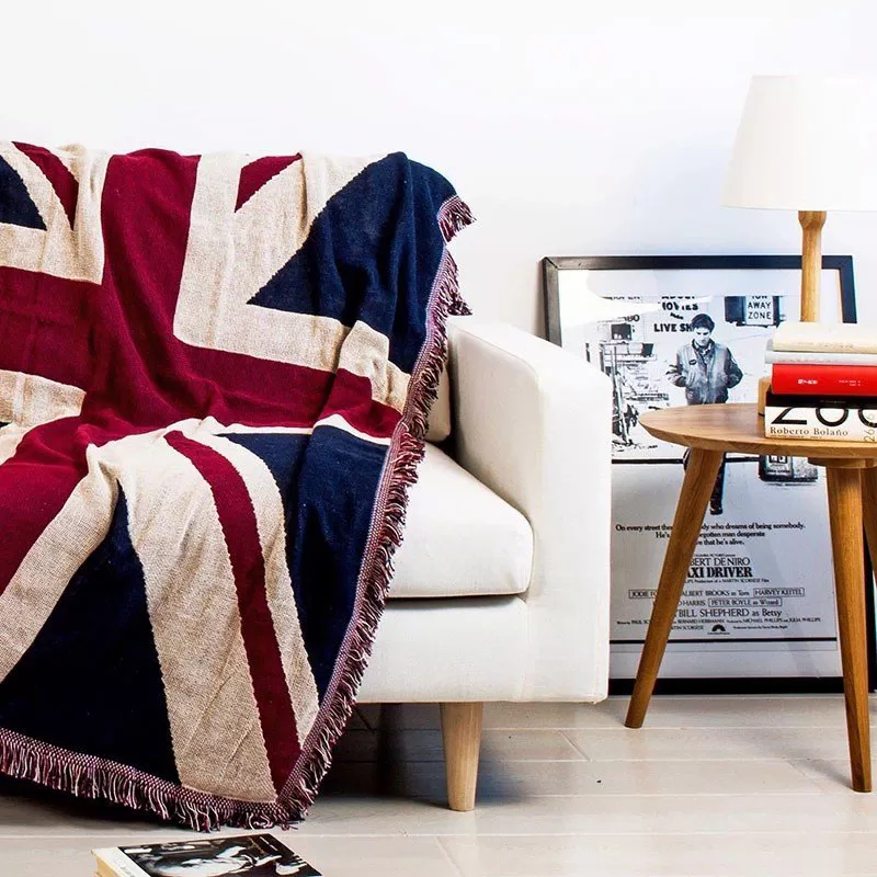 Thảm khăn trang trí sofa làm chăn đắp trang trí Retro cờ Anh