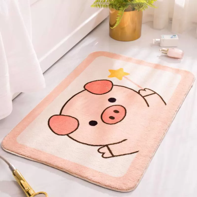Thảm Lau Chân Lông Cừu Hoạt Hình Heo Đáng Yêu