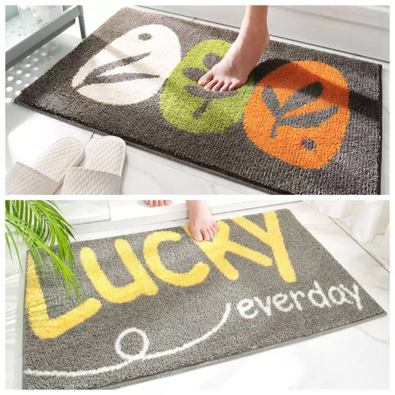Thảm Lau Chân Sợi Len Thấm Hút Lucky Trang Trí Cửa Ra Vào