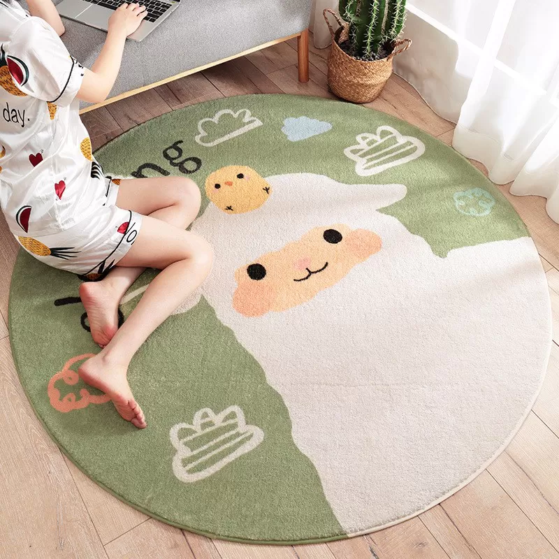 Thảm Tròn Trang Trí Lông Cừu Mềm Thế Giới Động Vật – Cừu