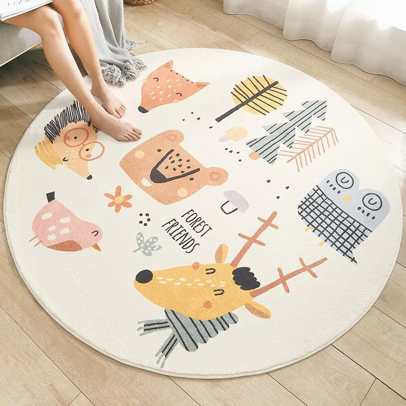Thảm Tròn Trang Trí Lông Cừu Mềm Thế Giới Động Vật – Mèo Vàng