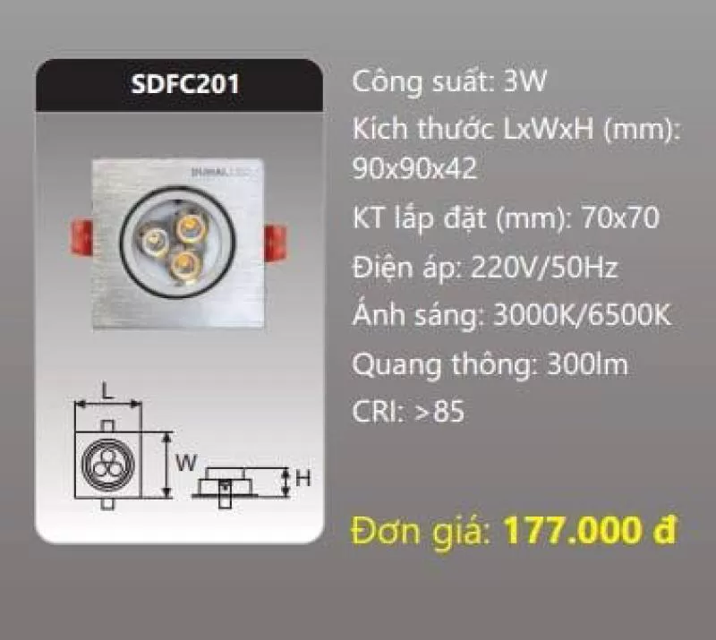 Đèn âm trần LED chiếu điểm SDFC201 