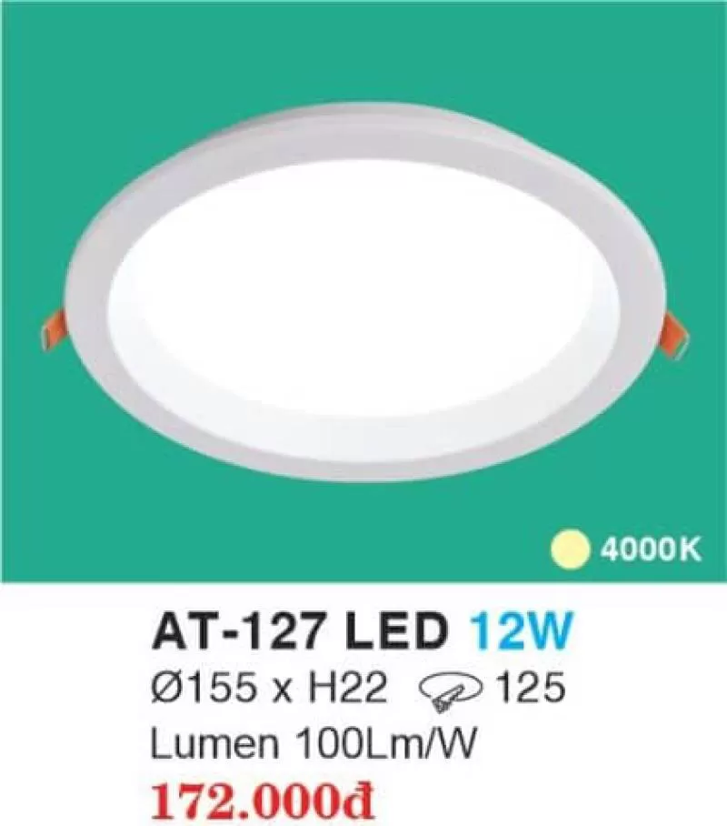 Đèn downlight âm trần AT -127 led 12W 