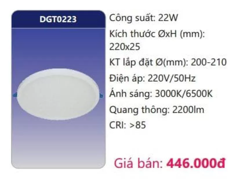 Đèn LED âm trần siêu mỏng DGT0223