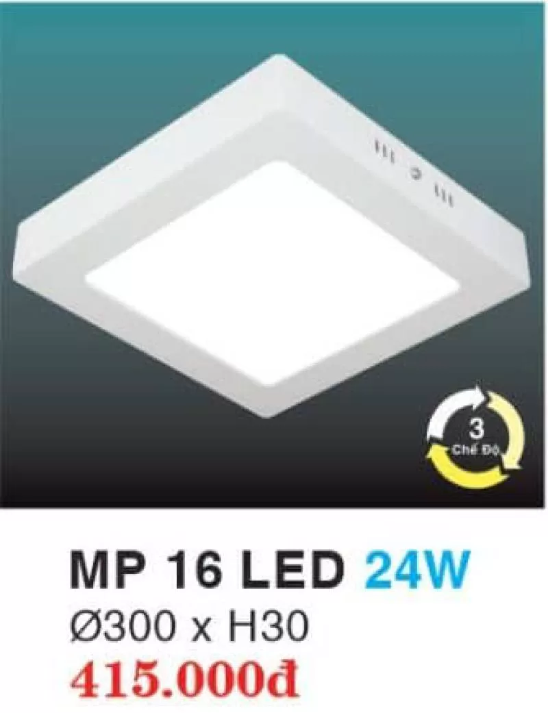 Đèn led mâm phẳng đổi màu hợp kim nhôm cao cấp MP 16 LED 24W HUFA 