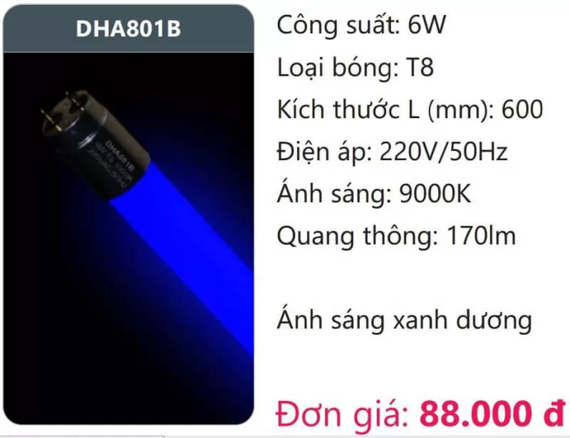 Bóng LED tuýp màu T8 DHA801B