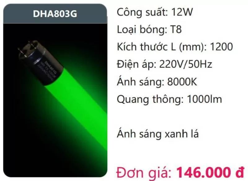 Bóng LED tuýp màu T8 DHA803G