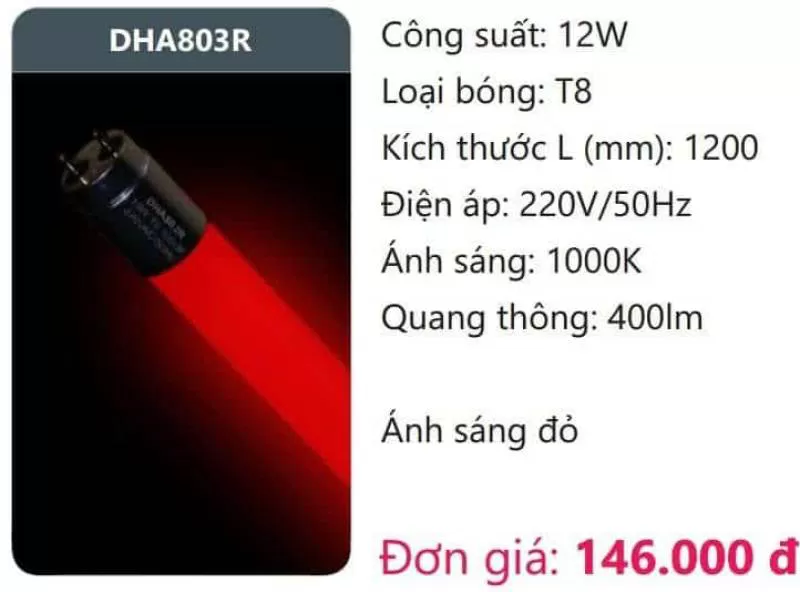 Bóng LED tuýp màu T8 DHA803R