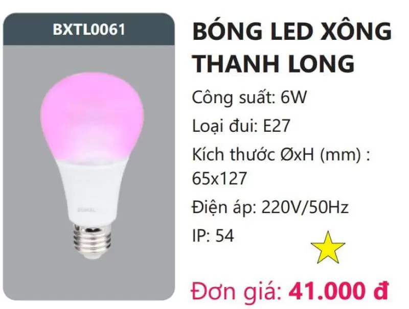 Bóng LED xông thanh long BXTL0061