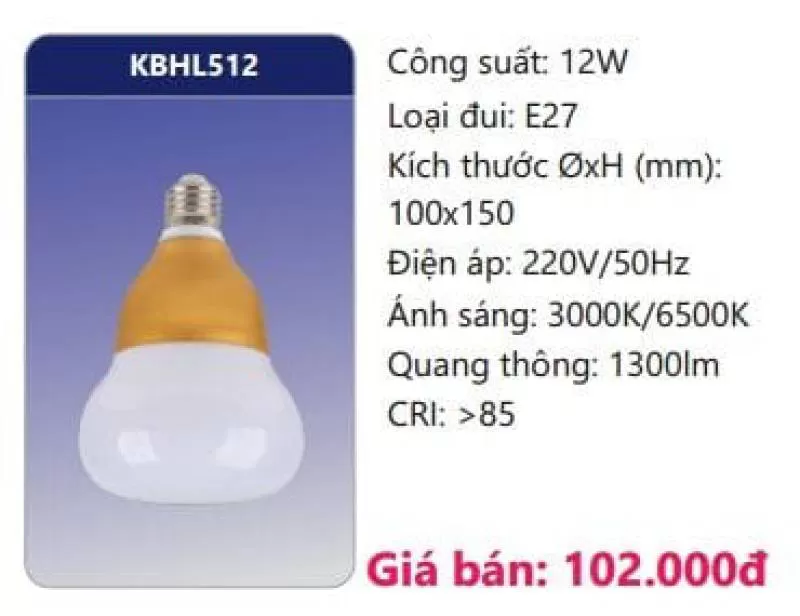 Đèn led bulb KBHL512 12W