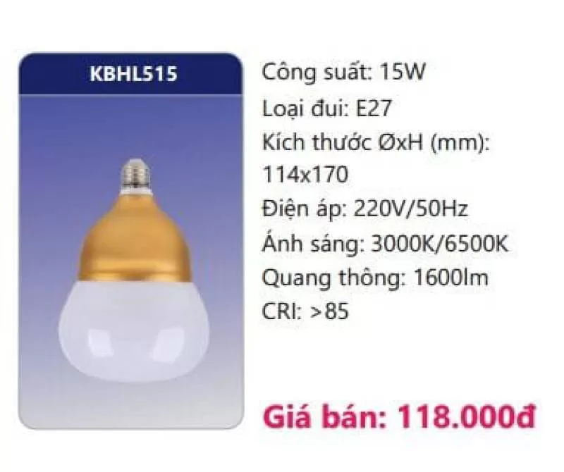 Đèn led bulb KBHL515 15W