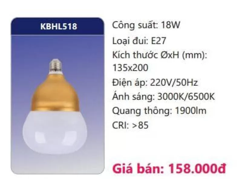 Đèn led bulb KBHL518 18W