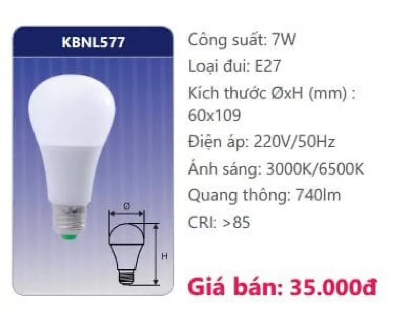 Đèn led bulb KBNL577 7W