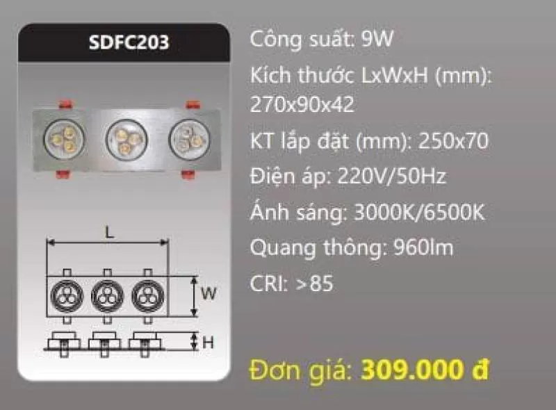Đèn âm trần LED chiếu điểm SDFC203 