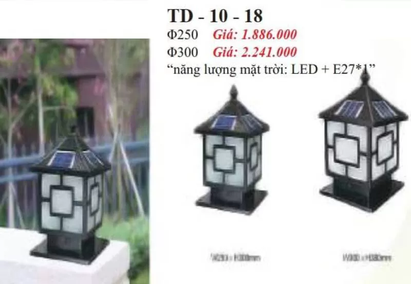 Trụ đèn NLMT ngoài trời TD-10-18