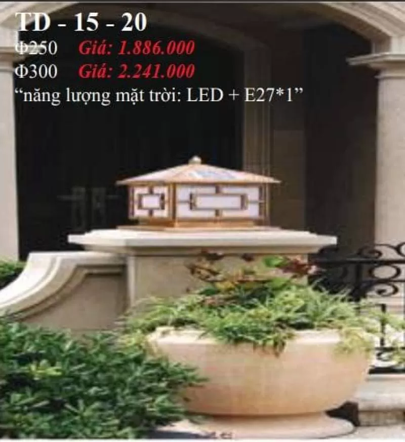 Trụ đèn NLMT ngoài trời TD-15-20
