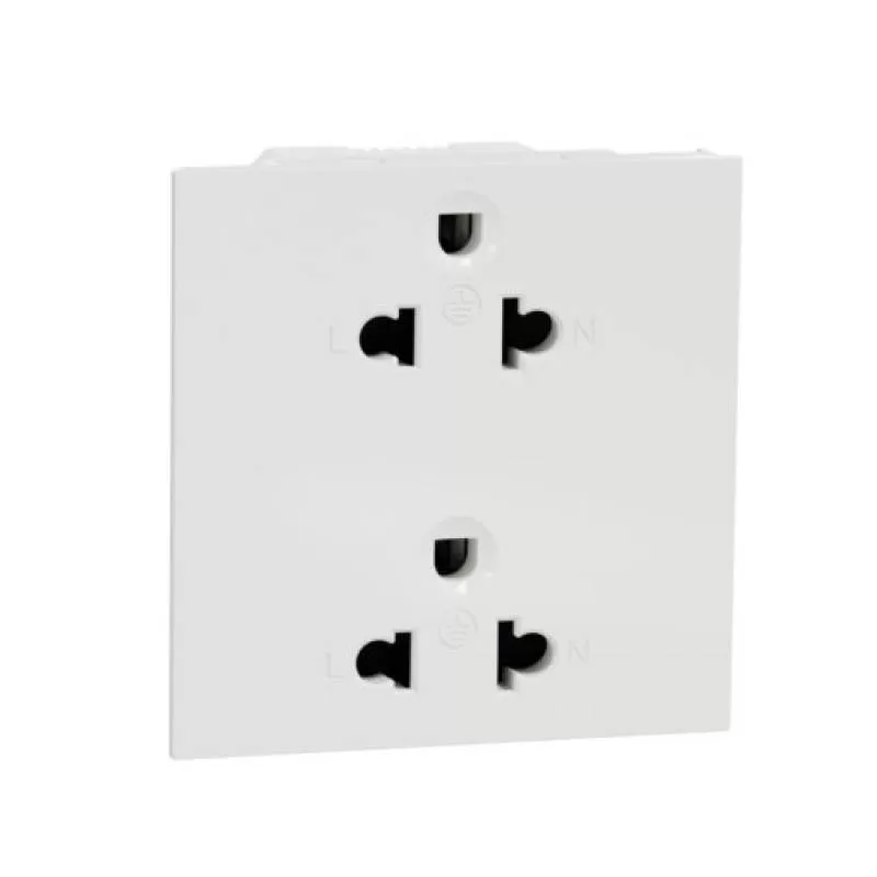 Ổ cắm đôi 3 chấu 16A, size E (3S), Schneider, mã M3T426UST2_WE
