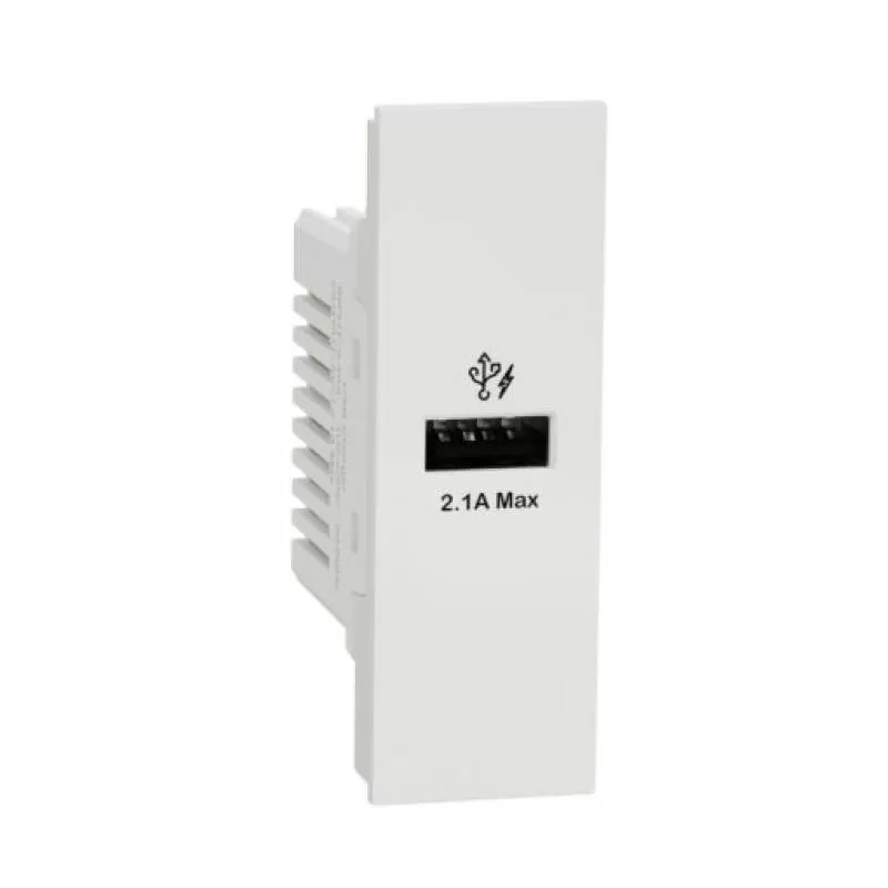 Ổ sạc USB type A, 2.1A, size S, Schneider, mã M3T_USB_WE