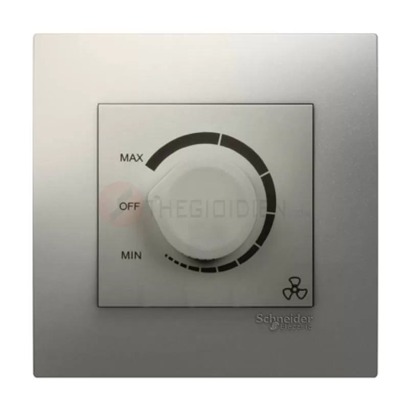 Bộ công tắc điều chỉnh tốc độ quạt, màu xám bạc, Schneider, mã KB31RF250_AS