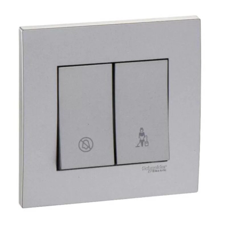 Bộ công tắc “Không làm phiền”, “Xin dọn phòng”, màu xám bạc, Schneider, mã KB32SDC_AS_G19