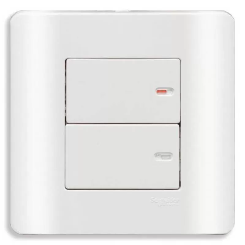 Bộ công tắc đôi 2 chiều 16A, màu trắng, Schneider, mã E8432_2_G19 