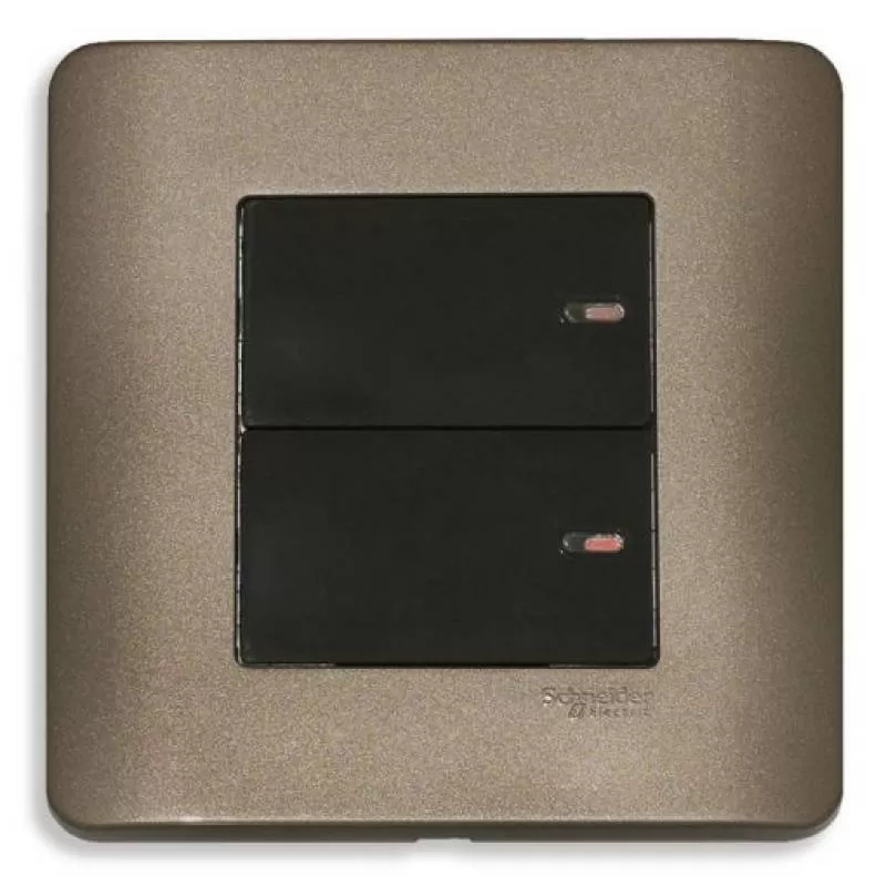 Bộ công tắc đôi 2 chiều 16A, màu đồng, Schneider, mã E8432_2_SZ_G19 