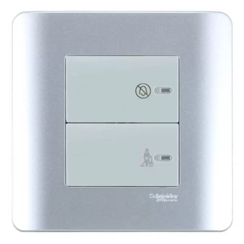Bộ công tắc “Không làm phiền”, “Xin dọn phòng”, màu xám, Schneider, mã E8432DMS_SA_G19