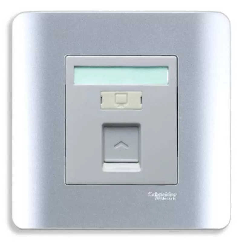 Bộ ổ cắm mạng cat5e đơn, màu xám, Schneider, mã E8431RJS_5_SA_G19