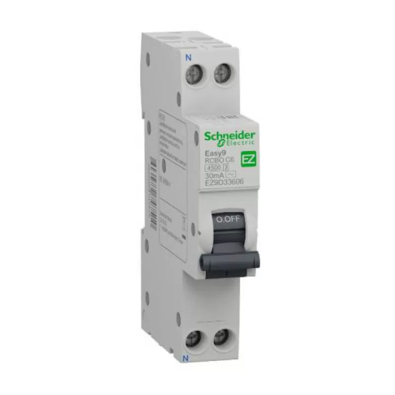 RCBO 1P+N 16A, 4.5kA, dòng rò 30mA, loại Slim, Schneider, mã EZ9D33616