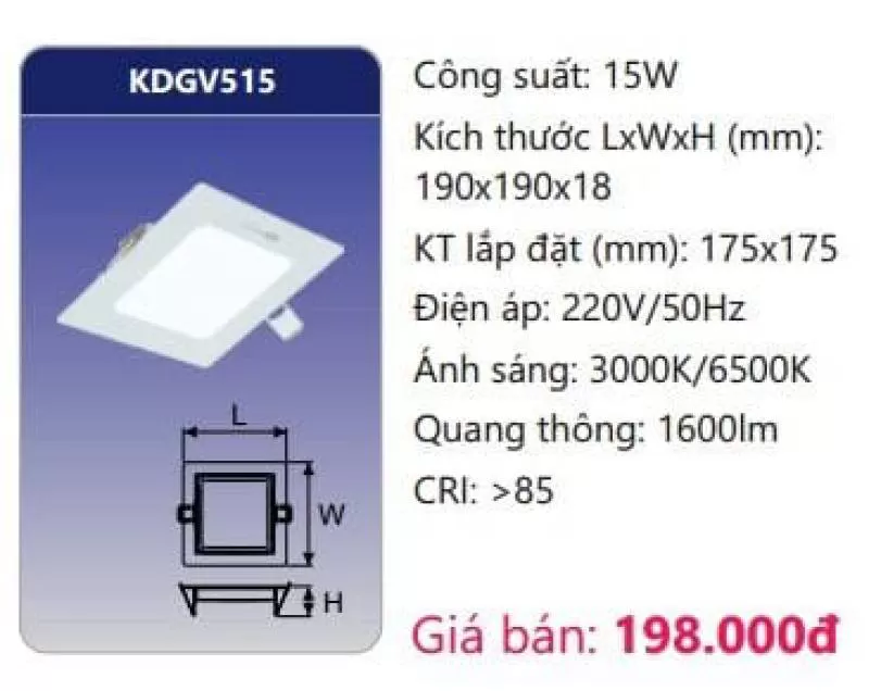 Đèn LED panel âm trần KDGV515