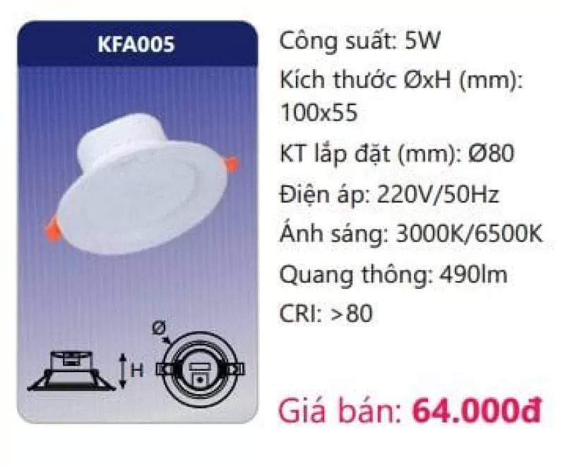 Đèn LED panel âm trần KFA005 