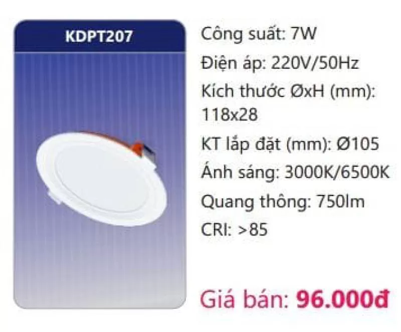 Đèn LED panel âm trần KDPT207 