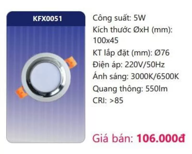 Đèn LED downlight âm trần trang trí KFX0051