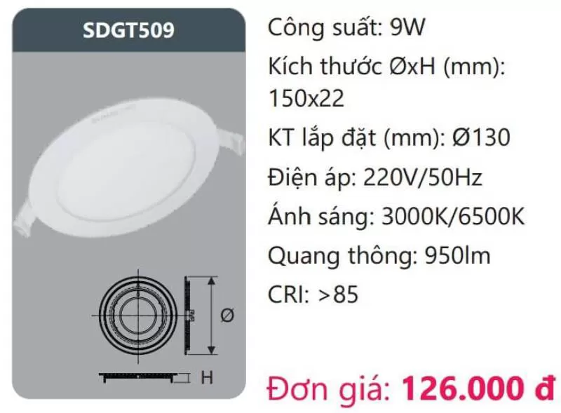Đèn LED panel âm trần SDGT509 