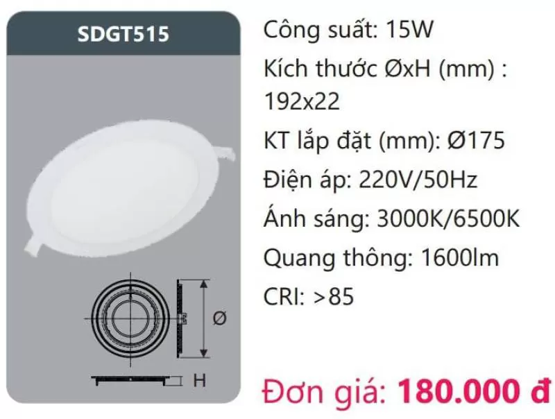 Đèn LED panel âm trần SDGT515