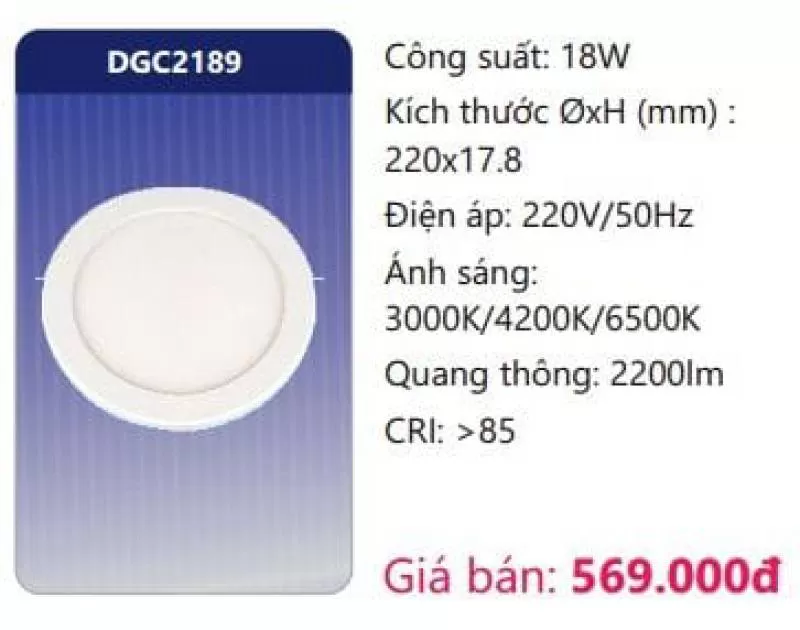 Đèn LED panel ốp trần siêu mỏng đổi màu DGC2189
