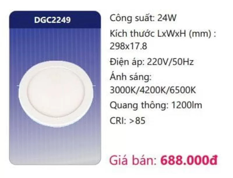 Đèn LED panel ốp trần siêu mỏng đổi màu DGC2249