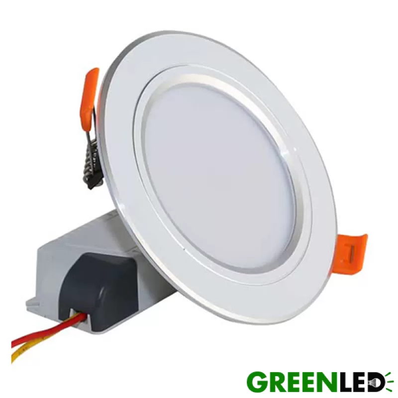 Đèn Downlight Âm Trần 7W 3 Màu Viền Bạc