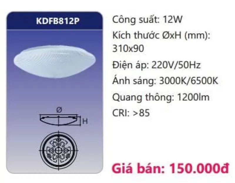 Đèn ốp trần LED KDFB812P 