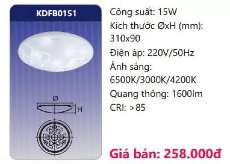 Đèn ốp trần LED đổi màu KDFB0151