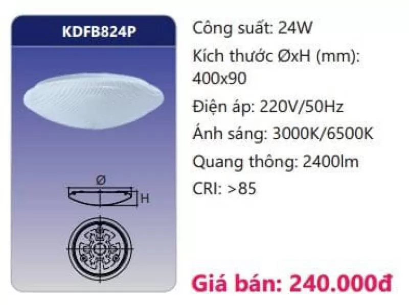 Đèn ốp trần LED KDFB824P 