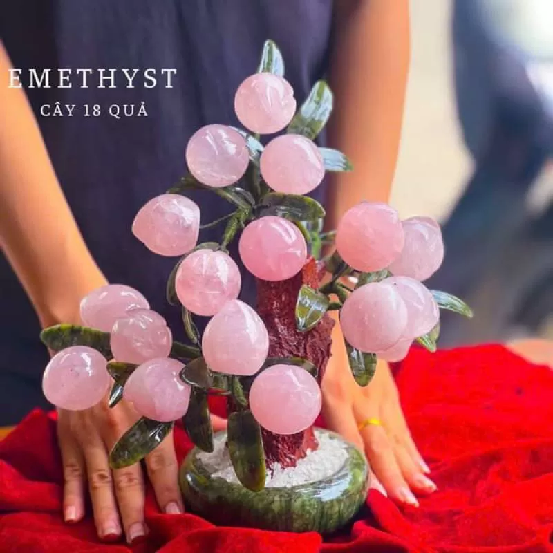 Cây Đào Thạch Anh Hồng 18 Quả 28cm