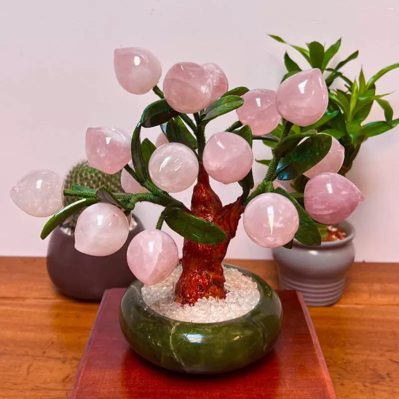 Cây Đào Thạch Anh Hồng 18 quả 24cm