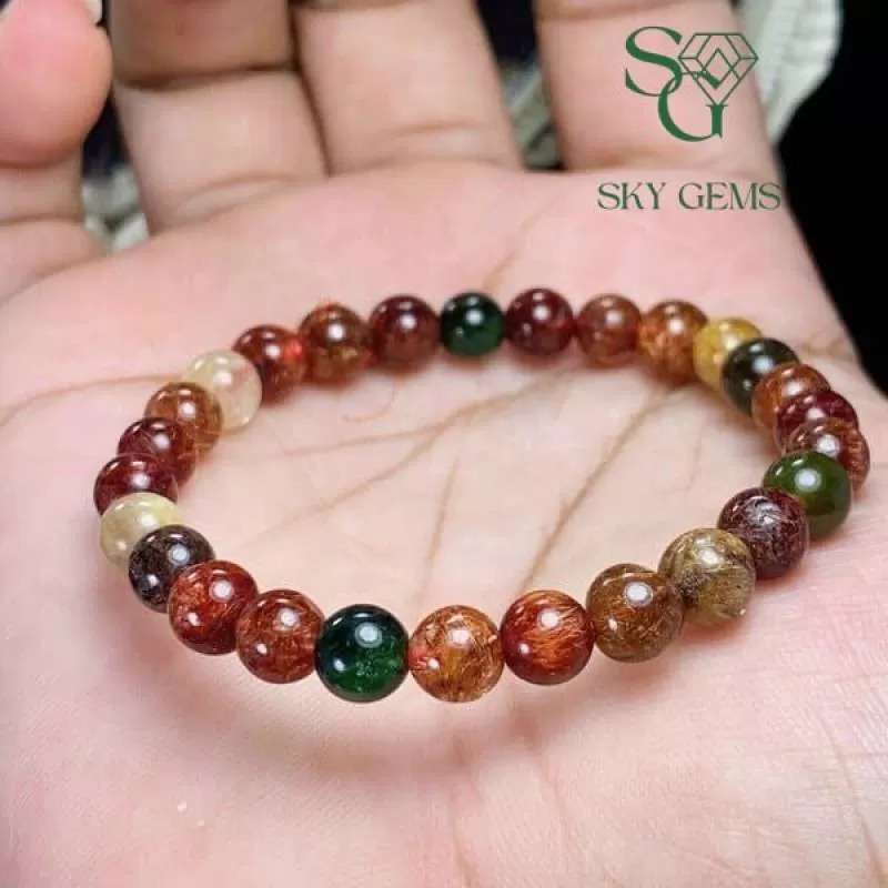 Vòng Tay Thạch anh Tóc Tam Tài Đơn 6.5mm